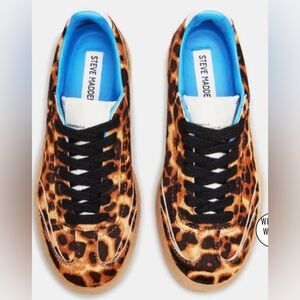 Steve Madden Leopard Print Sneakers with Blue Accents